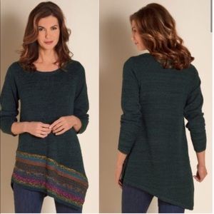 Soft Surroundings Raku Green Tunic Marled Sweater